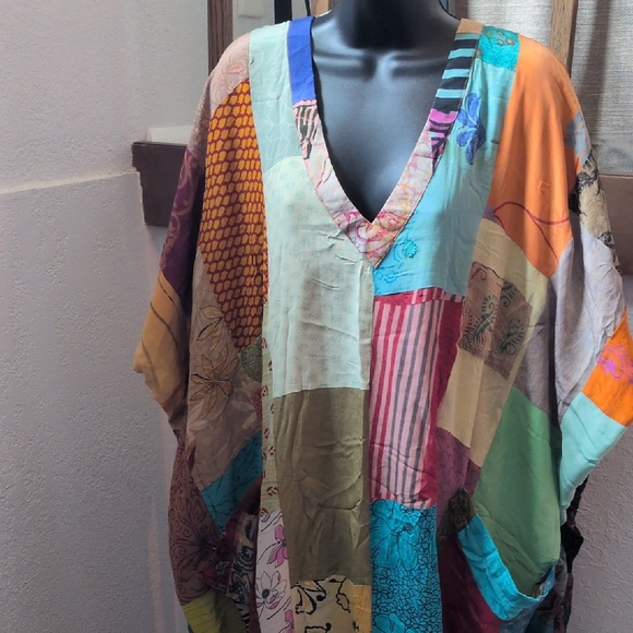 ✨ Kantha Bae Patchwork Sari Goddess Midi Moo Osfm - Picture 3 of 8